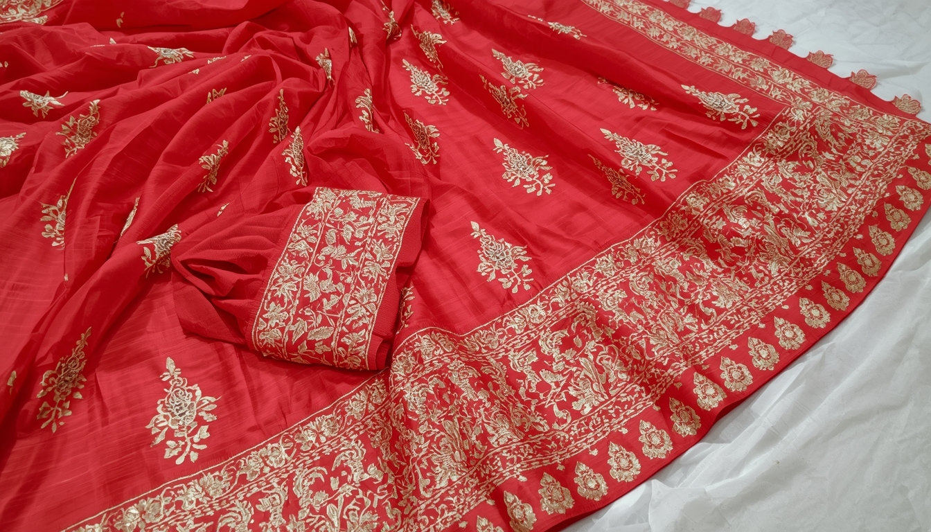 Ada Hand Embroidered Lucknow Chikankari Women's Georgette Saree with Unstitched Blouse