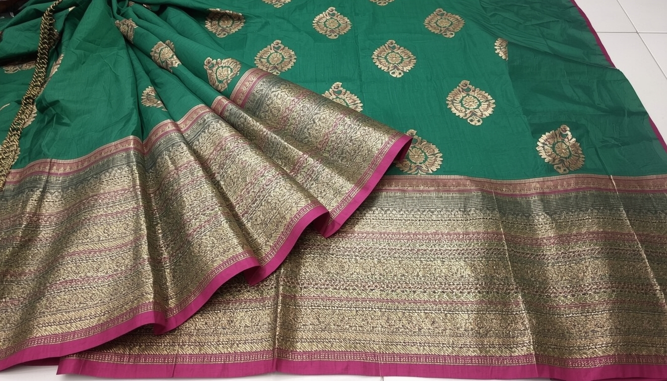Maheshwar Woven Silk Cotton Saree For Women With Unstitched Blouse Piece
