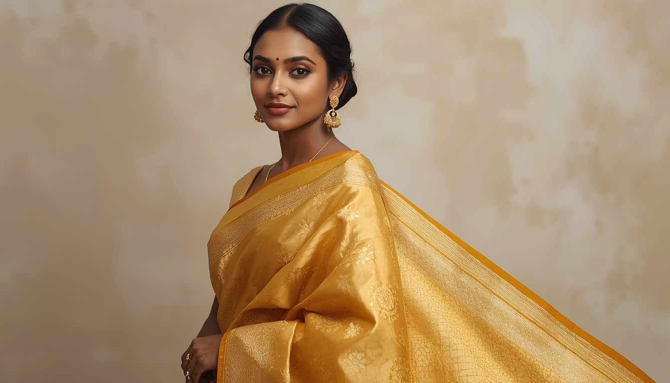 Women's Kanjivaram Pure Soft Silk Handloom Saree Pure Golden